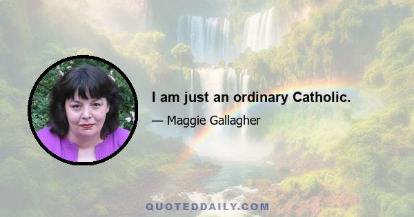 I am just an ordinary Catholic.