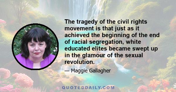 The tragedy of the civil rights movement is that just as it achieved the beginning of the end of racial segregation, white educated elites became swept up in the glamour of the sexual revolution.