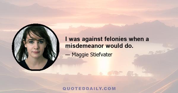 I was against felonies when a misdemeanor would do.