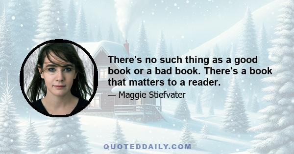 There's no such thing as a good book or a bad book. There's a book that matters to a reader.