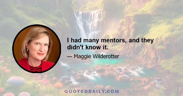 I had many mentors, and they didn't know it.