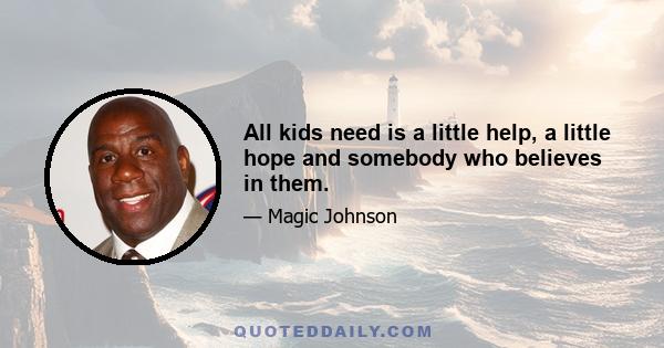 All kids need is a little help, a little hope and somebody who believes in them.