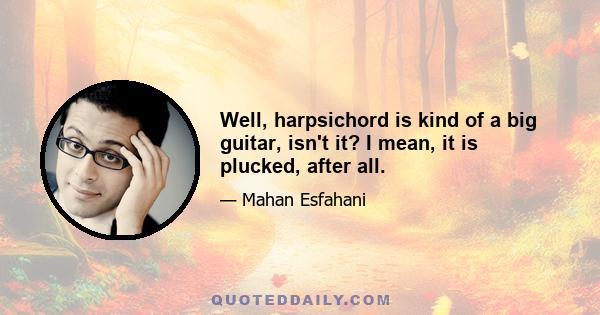 Well, harpsichord is kind of a big guitar, isn't it? I mean, it is plucked, after all.