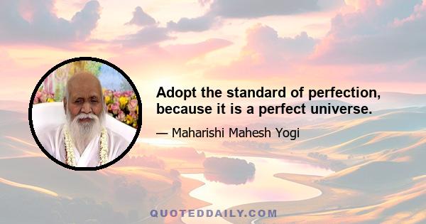 Adopt the standard of perfection, because it is a perfect universe.