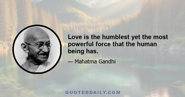 Love is the humblest yet the most powerful force that the human being has.