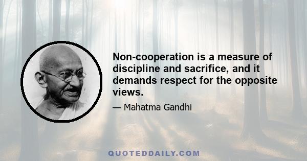 Non-cooperation is a measure of discipline and sacrifice, and it demands respect for the opposite views.