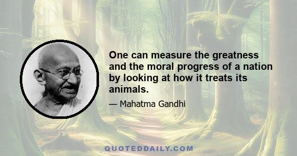 One can measure the greatness and the moral progress of a nation by looking at how it treats its animals.