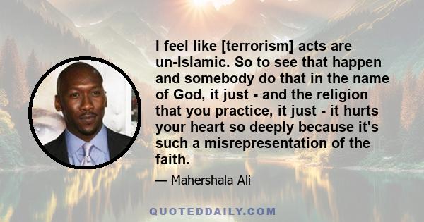 I feel like [terrorism] acts are un-Islamic. So to see that happen and somebody do that in the name of God, it just - and the religion that you practice, it just - it hurts your heart so deeply because it's such a