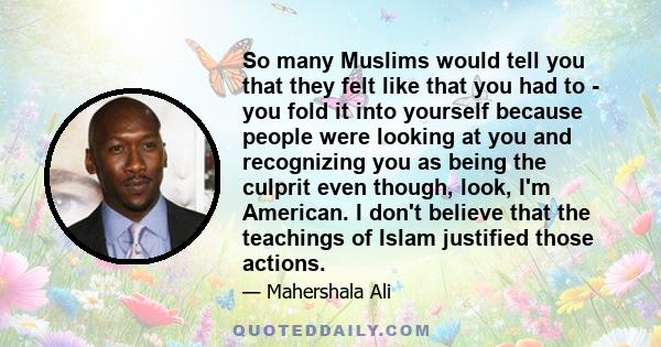 So many Muslims would tell you that they felt like that you had to - you fold it into yourself because people were looking at you and recognizing you as being the culprit even though, look, I'm American. I don't believe 