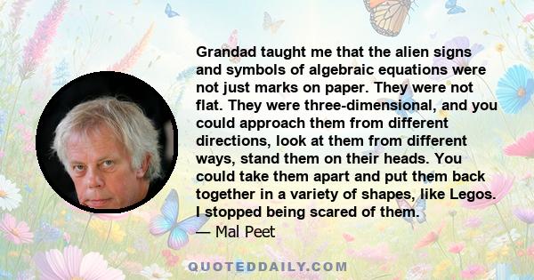 Grandad taught me that the alien signs and symbols of algebraic equations were not just marks on paper. They were not flat. They were three-dimensional, and you could approach them from different directions, look at