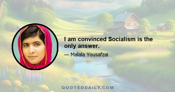 I am convinced Socialism is the only answer.