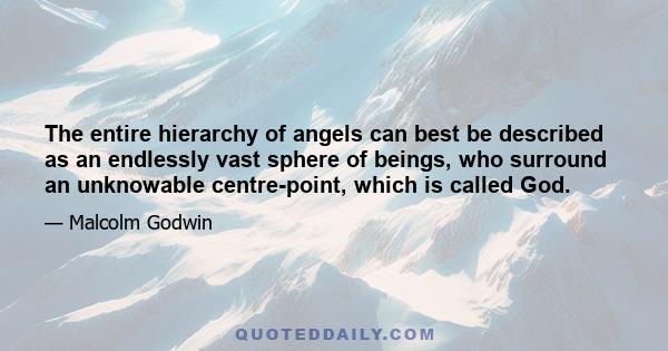 The entire hierarchy of angels can best be described as an endlessly vast sphere of beings, who surround an unknowable centre-point, which is called God.