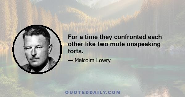 For a time they confronted each other like two mute unspeaking forts.