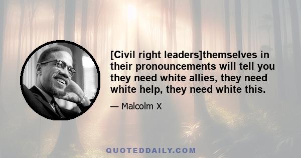 [Civil right leaders]themselves in their pronouncements will tell you they need white allies, they need white help, they need white this.