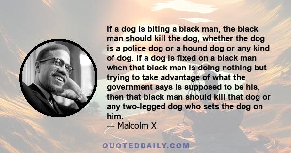 If a dog is biting a black man, the black man should kill the dog, whether the dog is a police dog or a hound dog or any kind of dog. If a dog is fixed on a black man when that black man is doing nothing but trying to