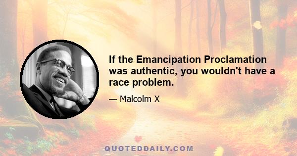 If the Emancipation Proclamation was authentic, you wouldn't have a race problem.