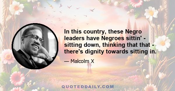 In this country, these Negro leaders have Negroes sittin' - sitting down, thinking that that - there's dignity towards sitting in.