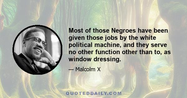 Most of those Negroes have been given those jobs by the white political machine, and they serve no other function other than to, as window dressing.