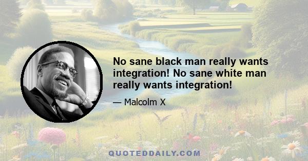 No sane black man really wants integration! No sane white man really wants integration!