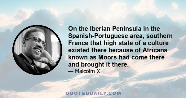 On the Iberian Peninsula in the Spanish-Portuguese area, southern France that high state of a culture existed there because of Africans known as Moors had come there and brought it there.