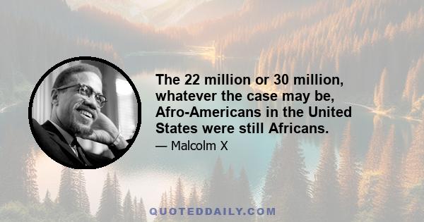 The 22 million or 30 million, whatever the case may be, Afro-Americans in the United States were still Africans.