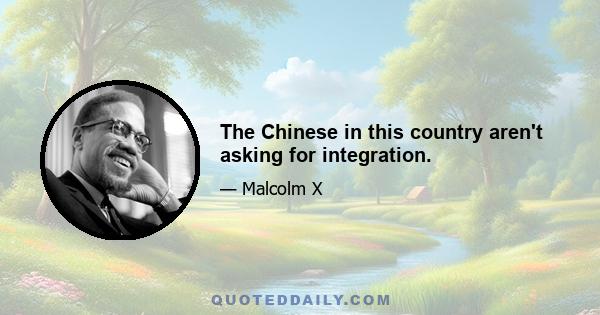 The Chinese in this country aren't asking for integration.