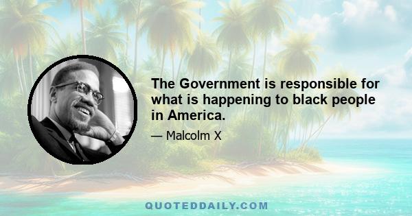 The Government is responsible for what is happening to black people in America.