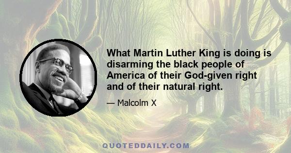 What Martin Luther King is doing is disarming the black people of America of their God-given right and of their natural right.