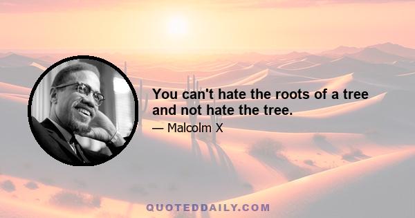 You can't hate the roots of a tree and not hate the tree.