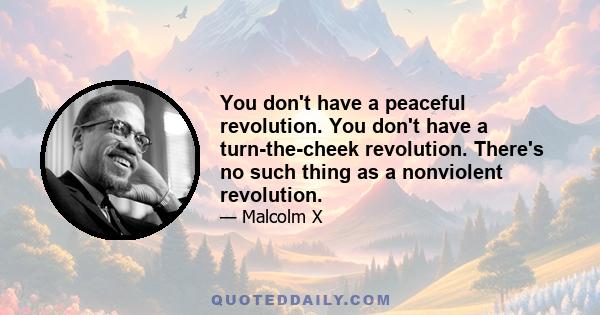 You don't have a peaceful revolution. You don't have a turn-the-cheek revolution. There's no such thing as a nonviolent revolution.