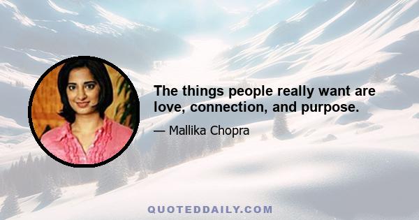 The things people really want are love, connection, and purpose.