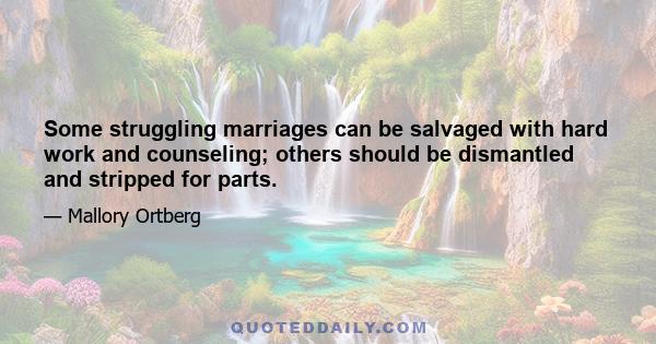 Some struggling marriages can be salvaged with hard work and counseling; others should be dismantled and stripped for parts.