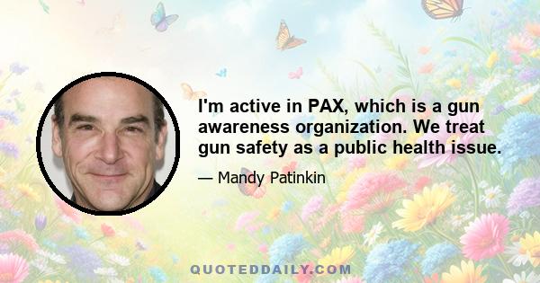 I'm active in PAX, which is a gun awareness organization. We treat gun safety as a public health issue.