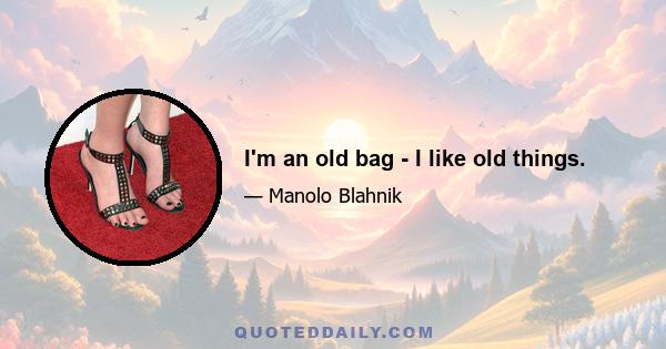 I'm an old bag - I like old things.