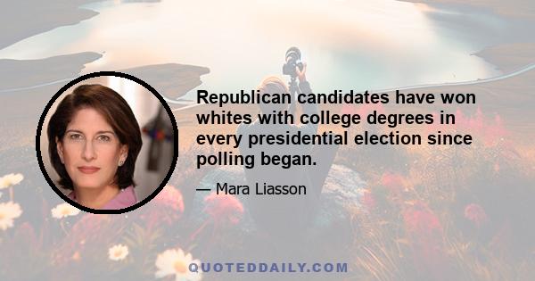 Republican candidates have won whites with college degrees in every presidential election since polling began.