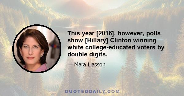 This year [2016], however, polls show [Hillary] Clinton winning white college-educated voters by double digits.