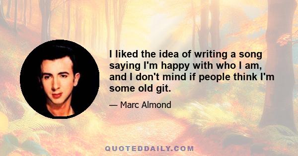 I liked the idea of writing a song saying I'm happy with who I am, and I don't mind if people think I'm some old git.