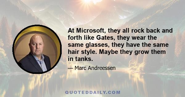 At Microsoft, they all rock back and forth like Gates, they wear the same glasses, they have the same hair style. Maybe they grow them in tanks.