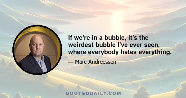 If we're in a bubble, it's the weirdest bubble I've ever seen, where everybody hates everything.