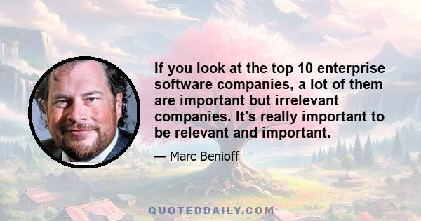 If you look at the top 10 enterprise software companies, a lot of them are important but irrelevant companies. It's really important to be relevant and important.