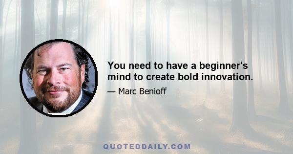 You need to have a beginner's mind to create bold innovation.