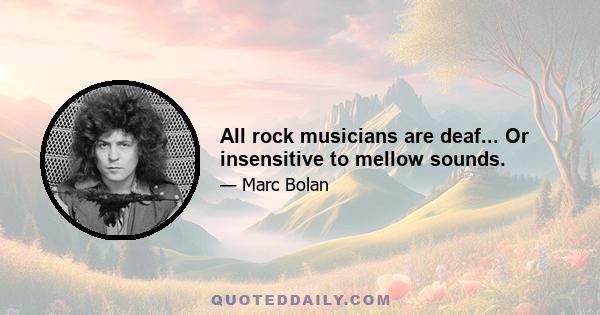 All rock musicians are deaf... Or insensitive to mellow sounds.