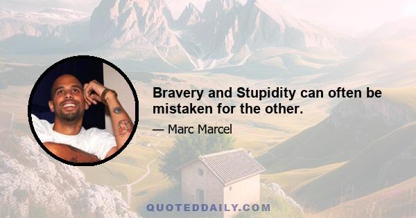 Bravery and Stupidity can often be mistaken for the other.