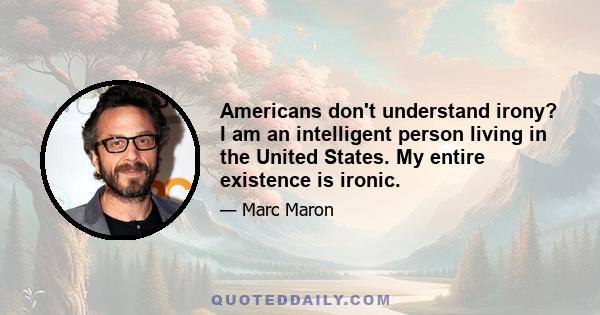 Americans don't understand irony? I am an intelligent person living in the United States. My entire existence is ironic.