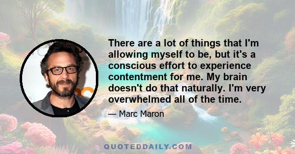 There are a lot of things that I'm allowing myself to be, but it's a conscious effort to experience contentment for me. My brain doesn't do that naturally. I'm very overwhelmed all of the time.