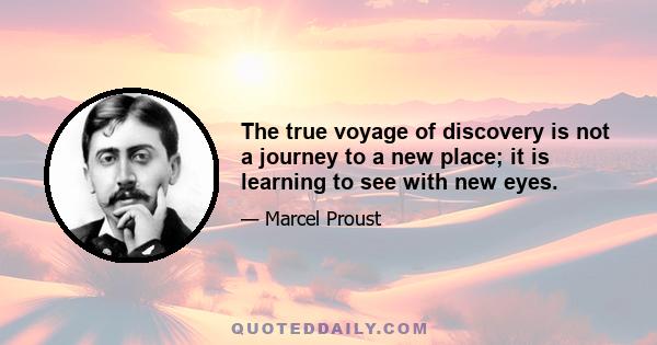 The true voyage of discovery is not a journey to a new place; it is learning to see with new eyes.