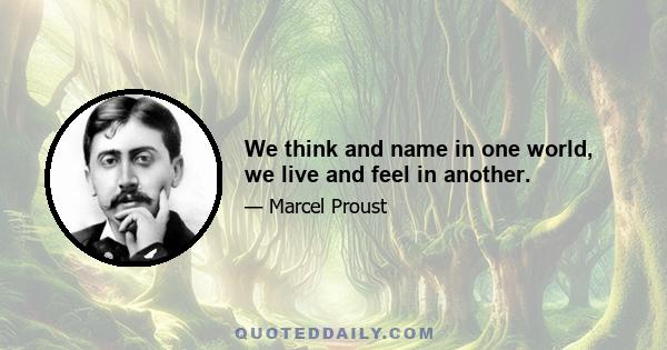 We think and name in one world, we live and feel in another.