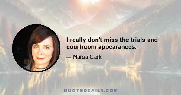 I really don't miss the trials and courtroom appearances.