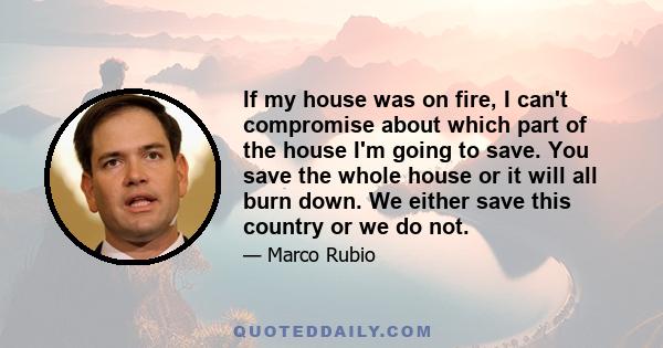 If my house was on fire, I can't compromise about which part of the house I'm going to save. You save the whole house or it will all burn down. We either save this country or we do not.