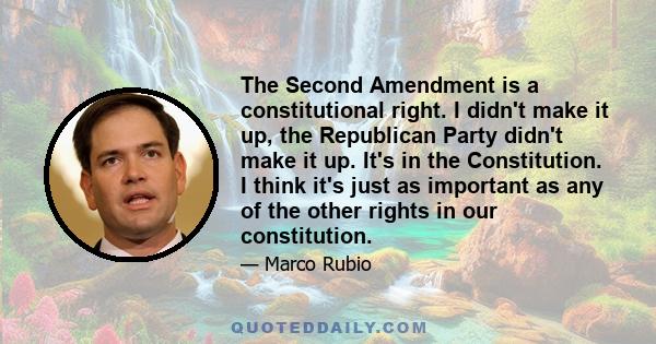 The Second Amendment is a constitutional right. I didn't make it up, the Republican Party didn't make it up. It's in the Constitution. I think it's just as important as any of the other rights in our constitution.